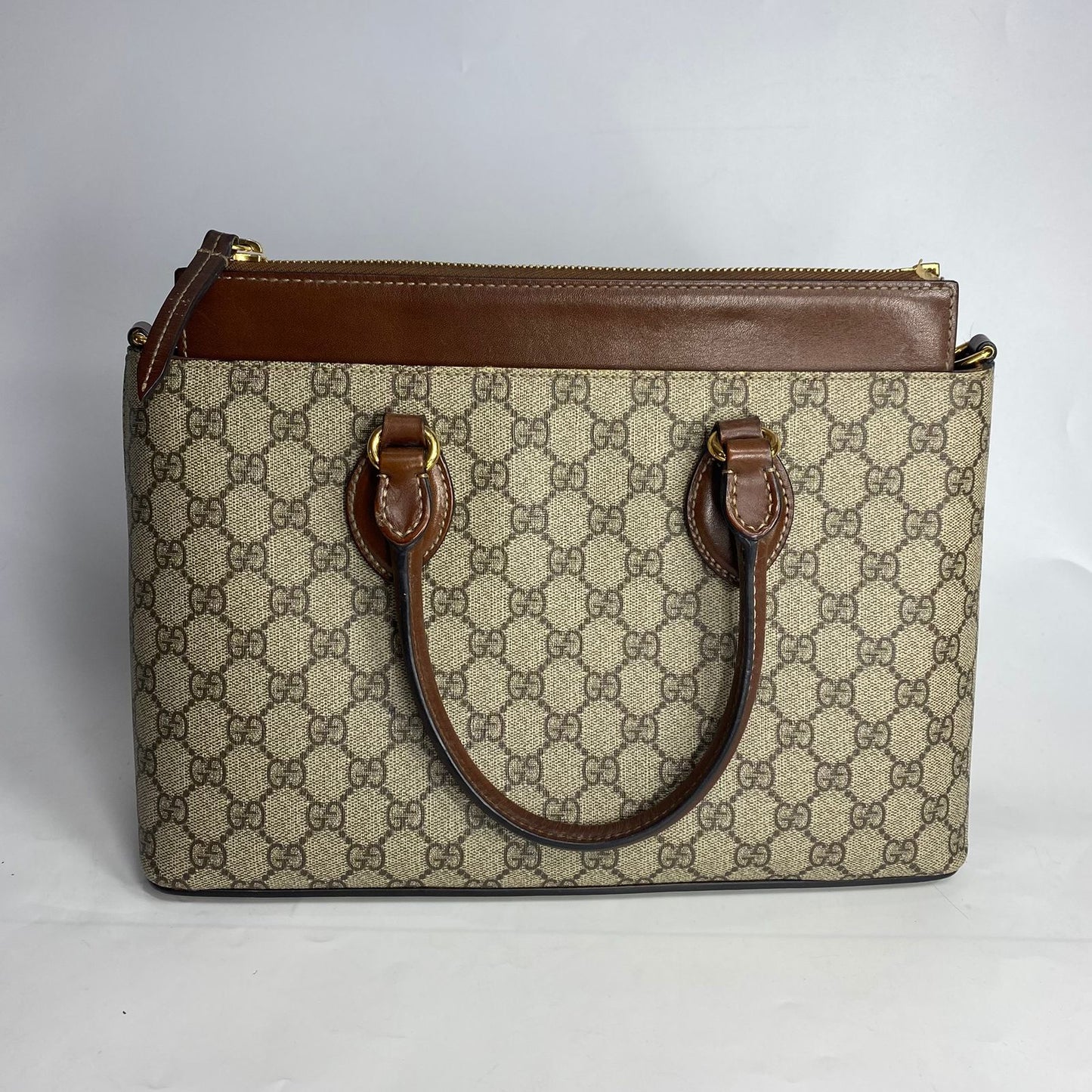 Gucci GG Supreme Linea A Tote Brown Trims