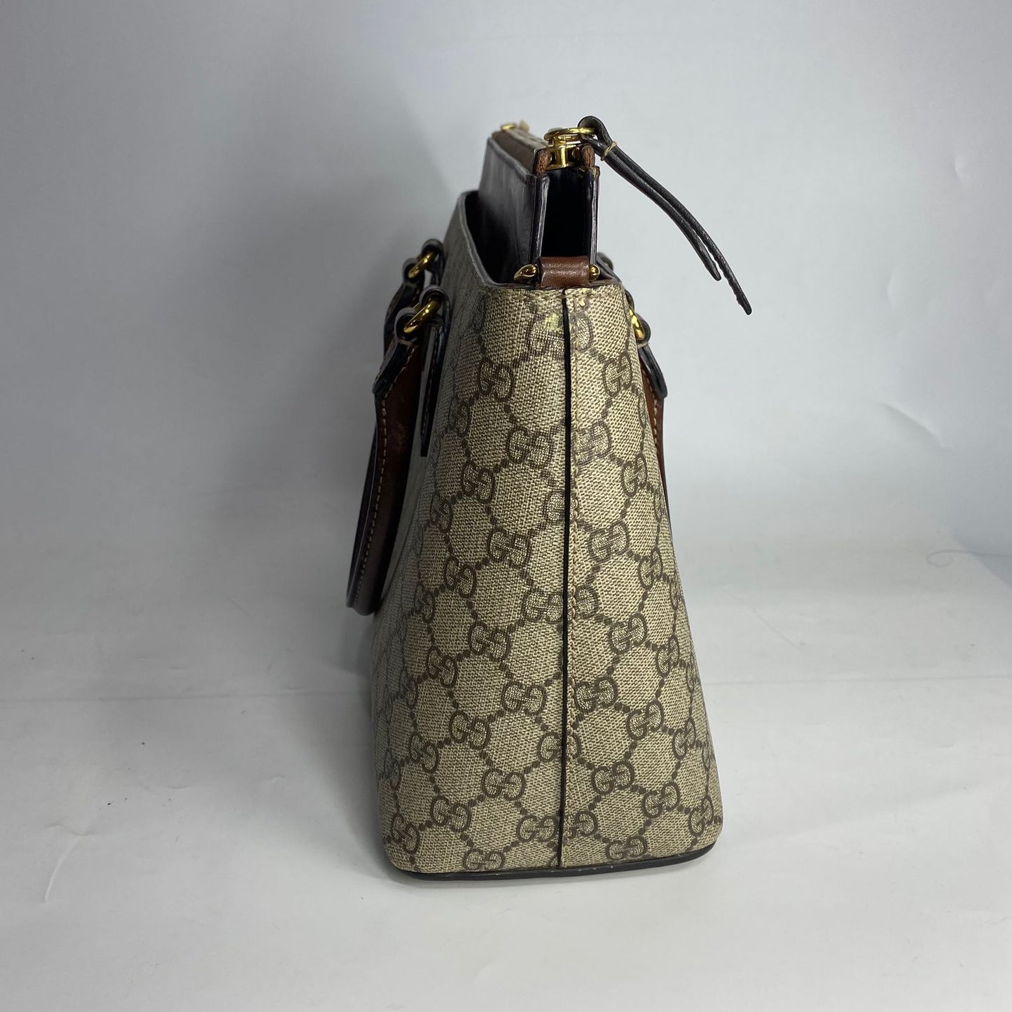Gucci GG Supreme Linea A Tote Brown Trims