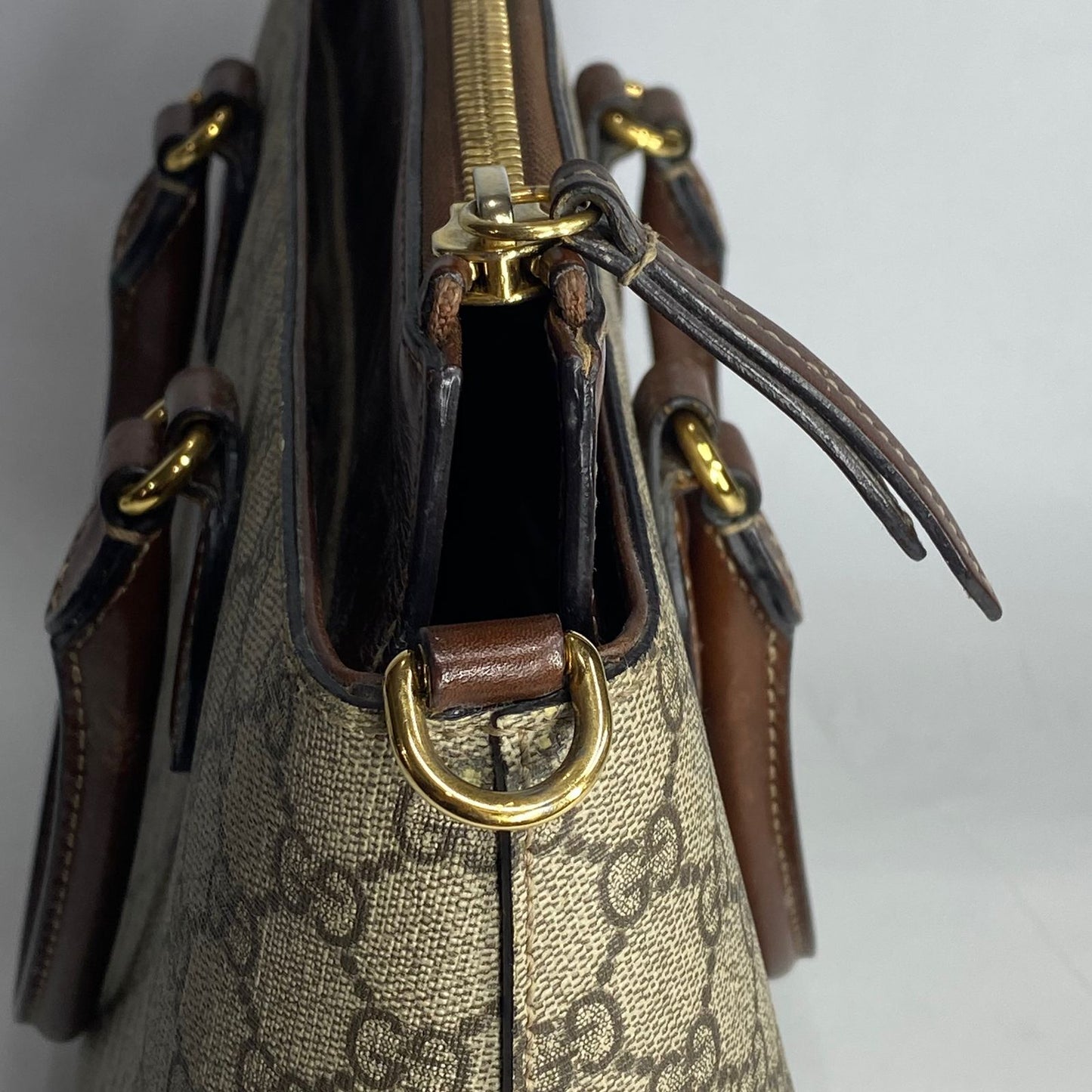 Gucci GG Supreme Linea A Tote Brown Trims