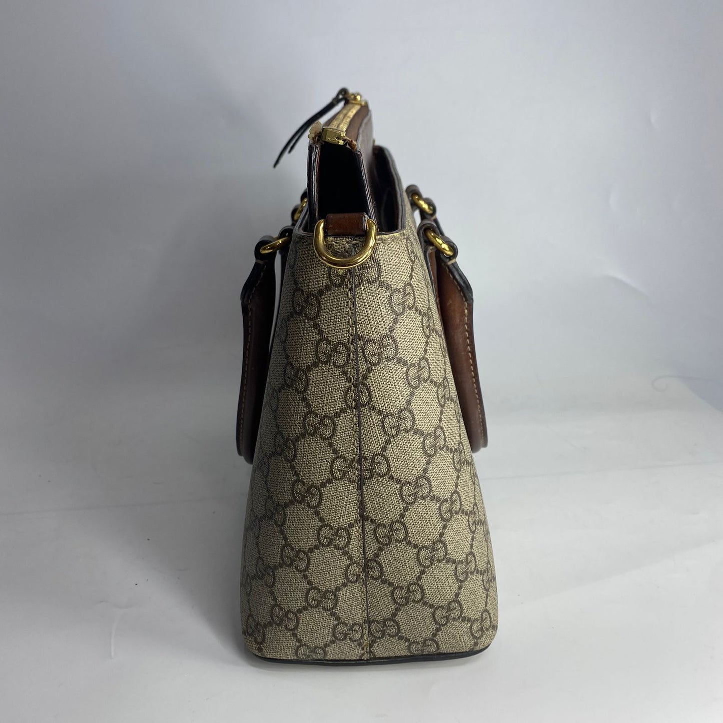 Gucci GG Supreme Linea A Tote Brown Trims
