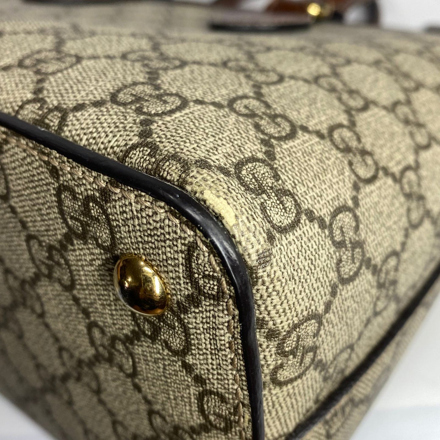 Gucci GG Supreme Linea A Tote Brown Trims