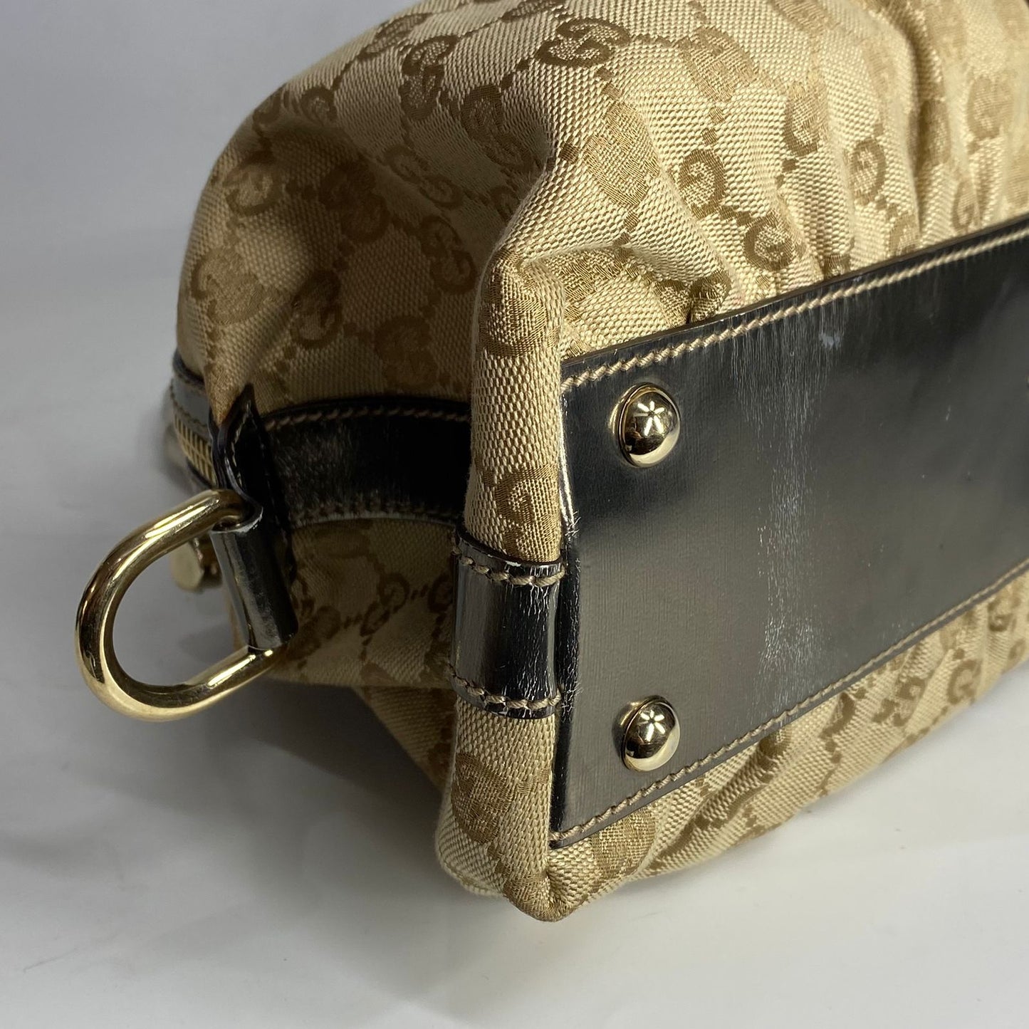 Gucci Bamboo Pop Top Handbag GG Canvas