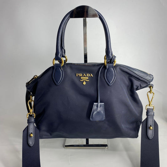 Prada Borsa A Mano Nylon Navy Blue