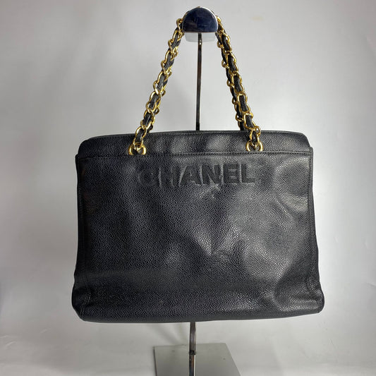 Chanel Vintage Black Caviar Tote GHW