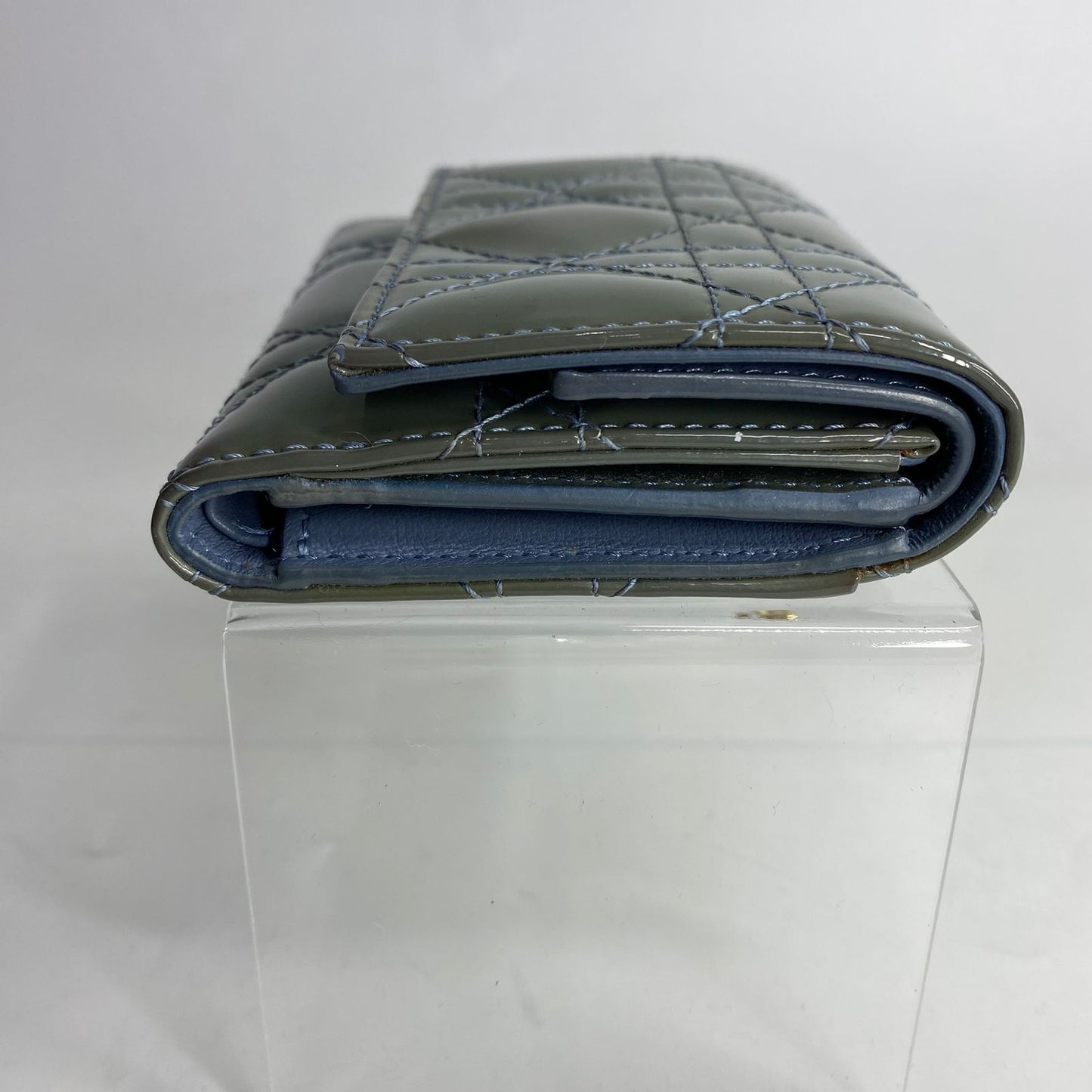 Dior Lady Dior Lotus Wallet Gray Patent