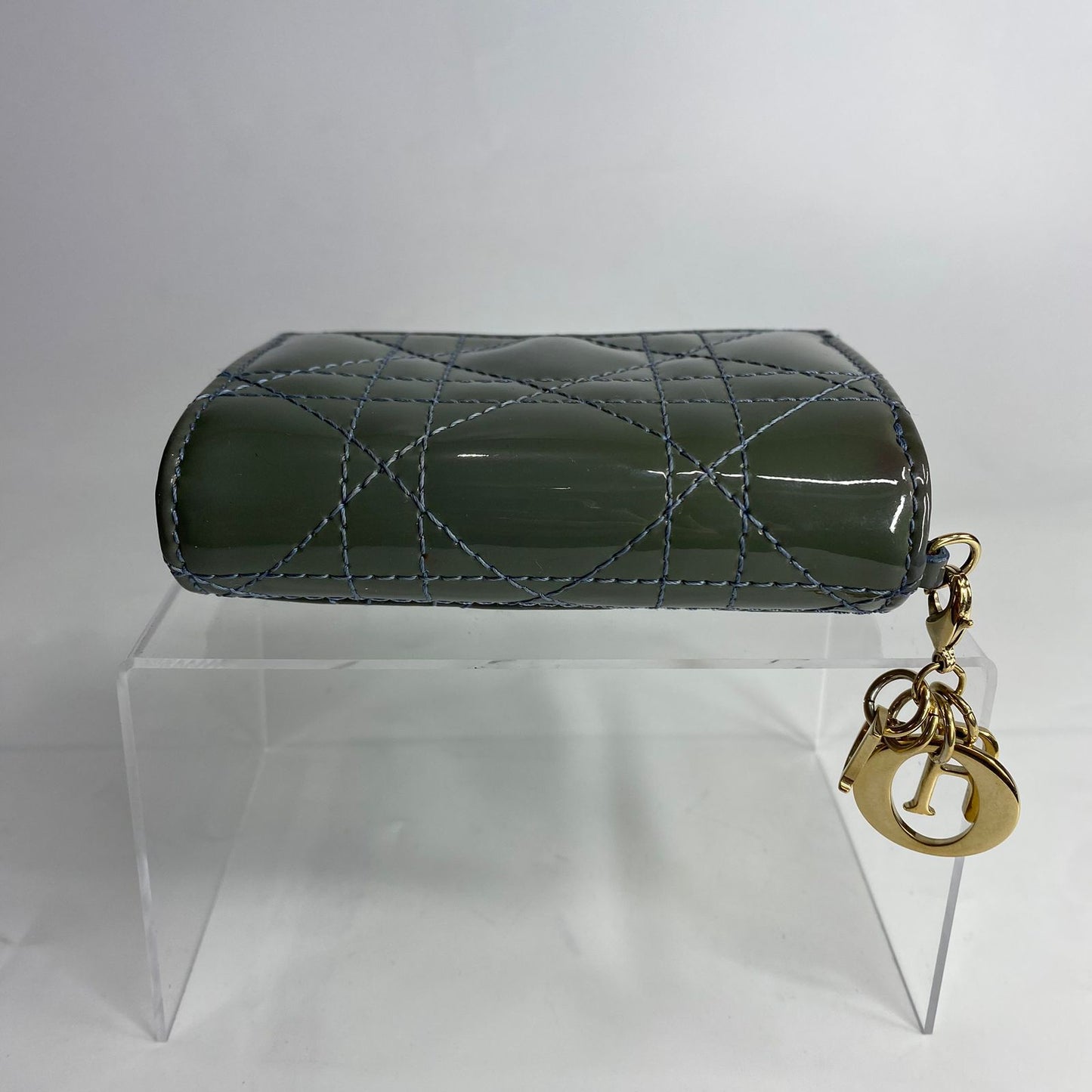 Dior Lady Dior Lotus Wallet Gray Patent
