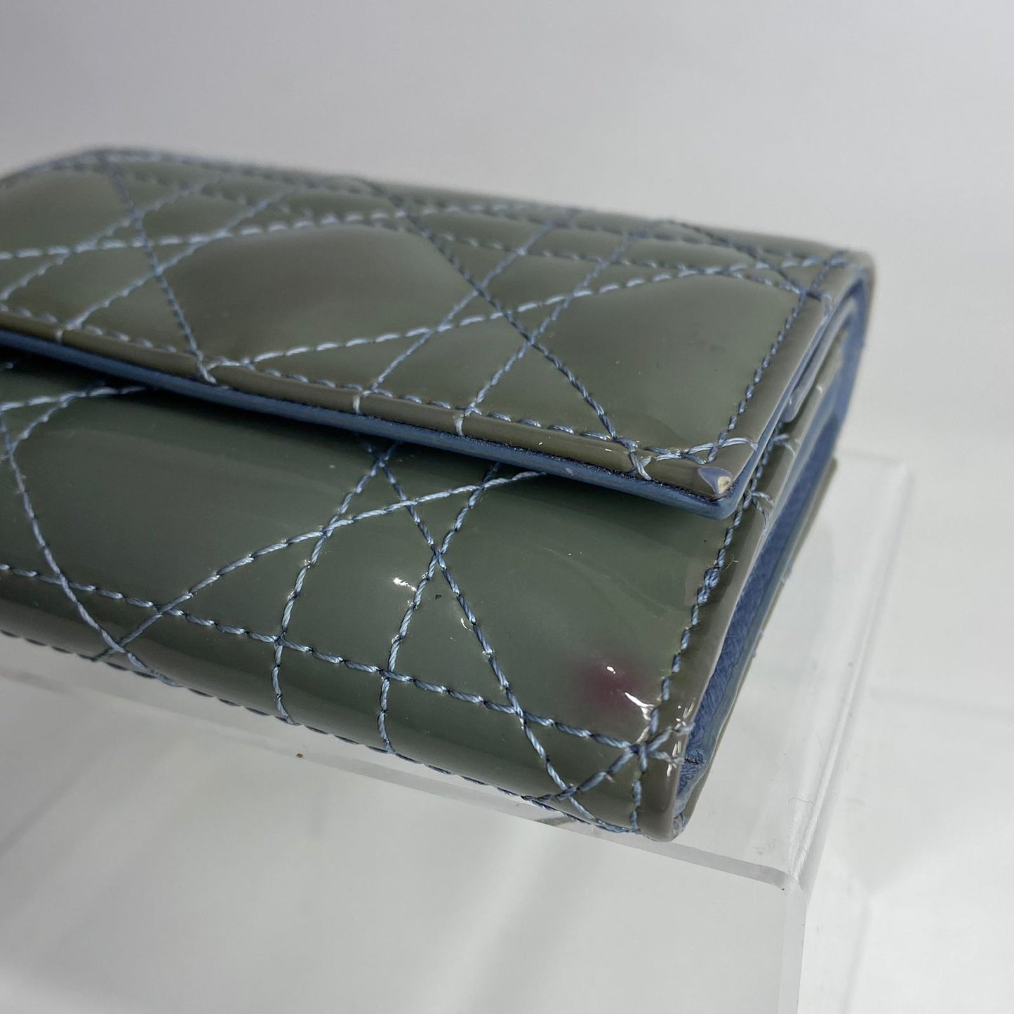 Dior Lady Dior Lotus Wallet Gray Patent