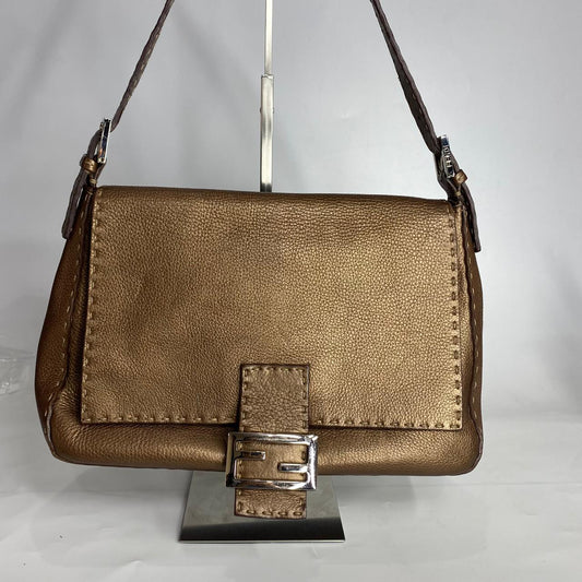 Fendi Selleria Mamma Baguette Metallic Brown