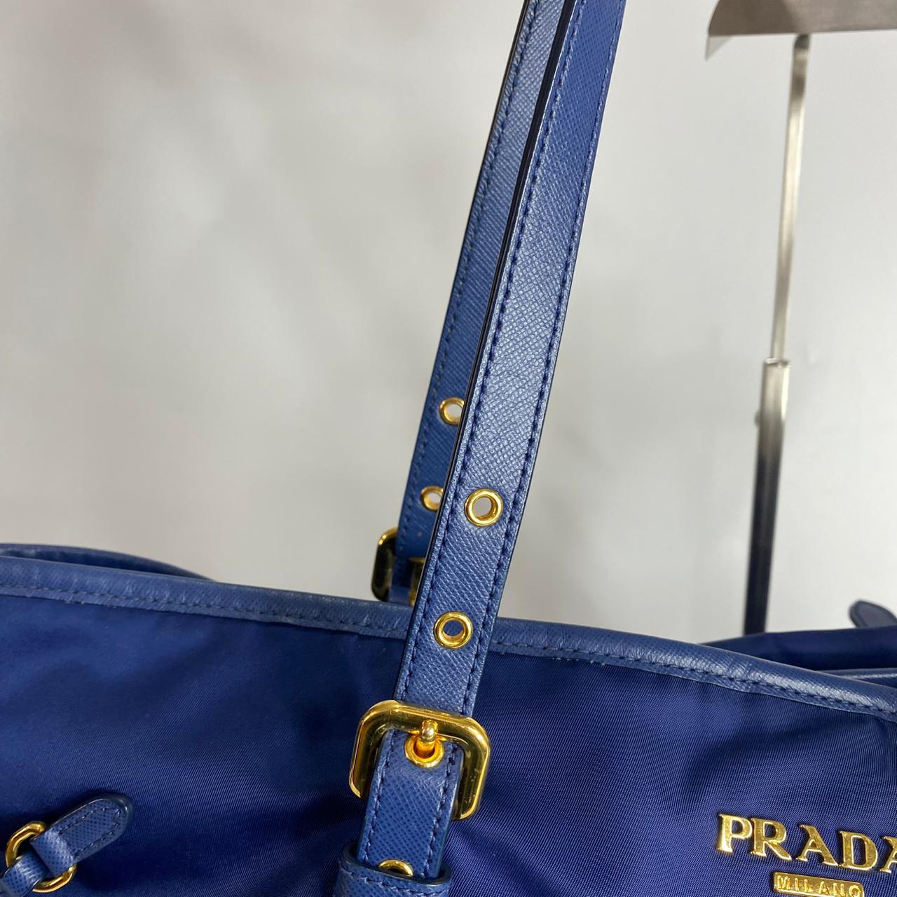 Prada Tessuto Saffiano Tote Nylon Royal Blue