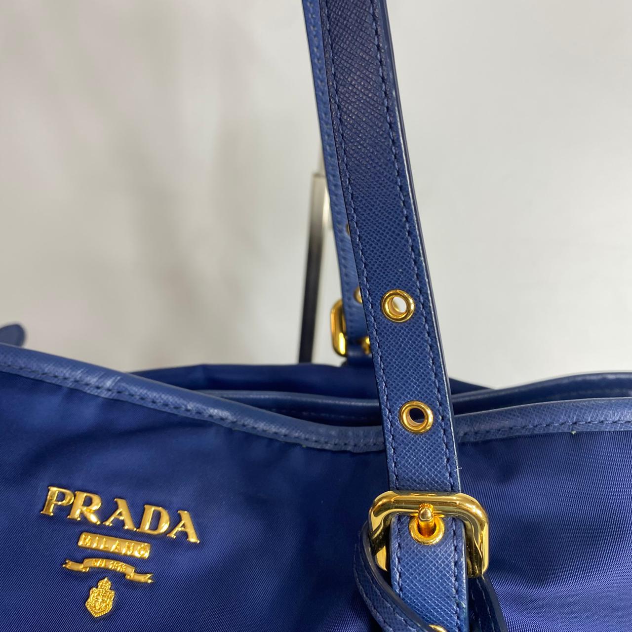 Prada Tessuto Saffiano Tote Nylon Royal Blue