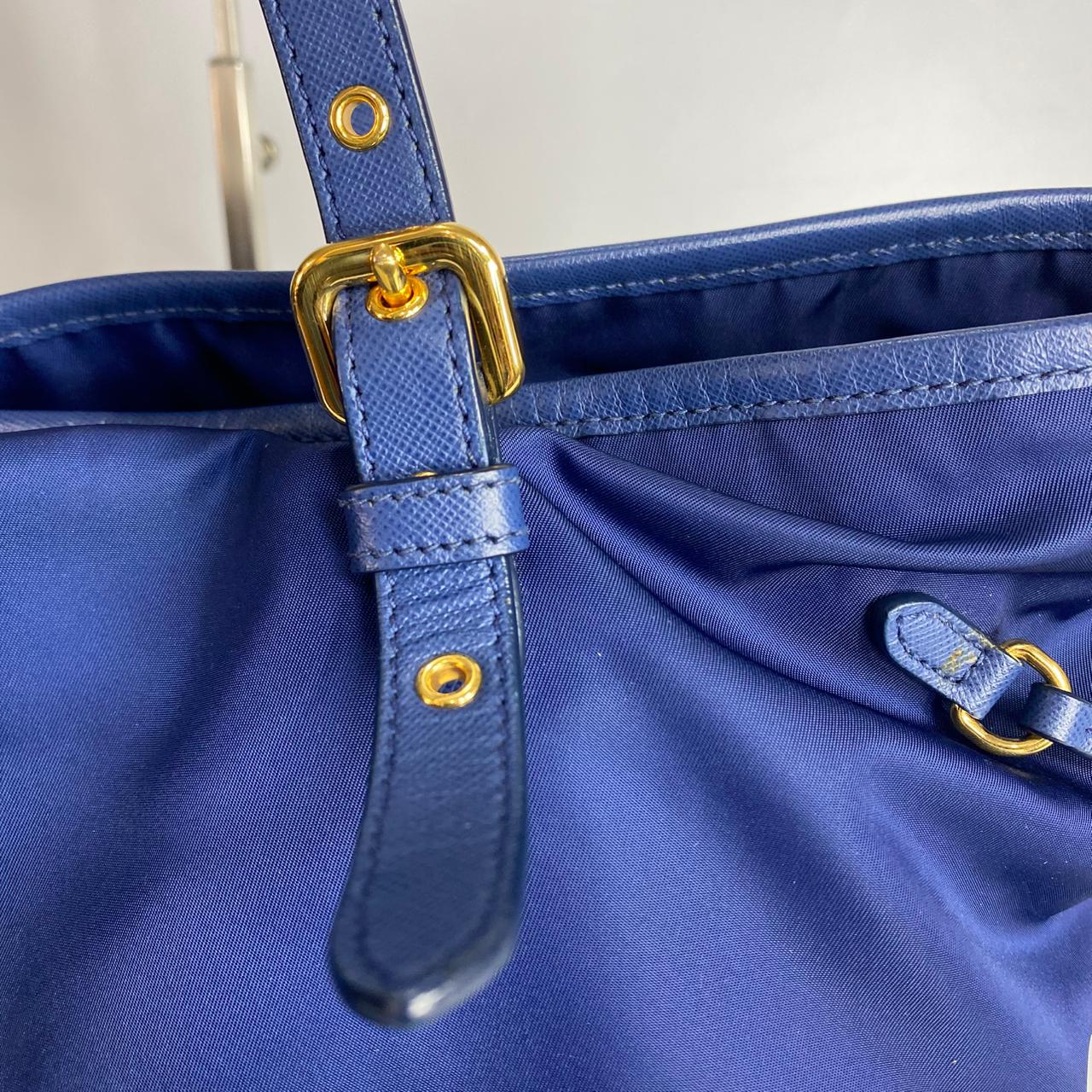 Prada Tessuto Saffiano Tote Nylon Royal Blue