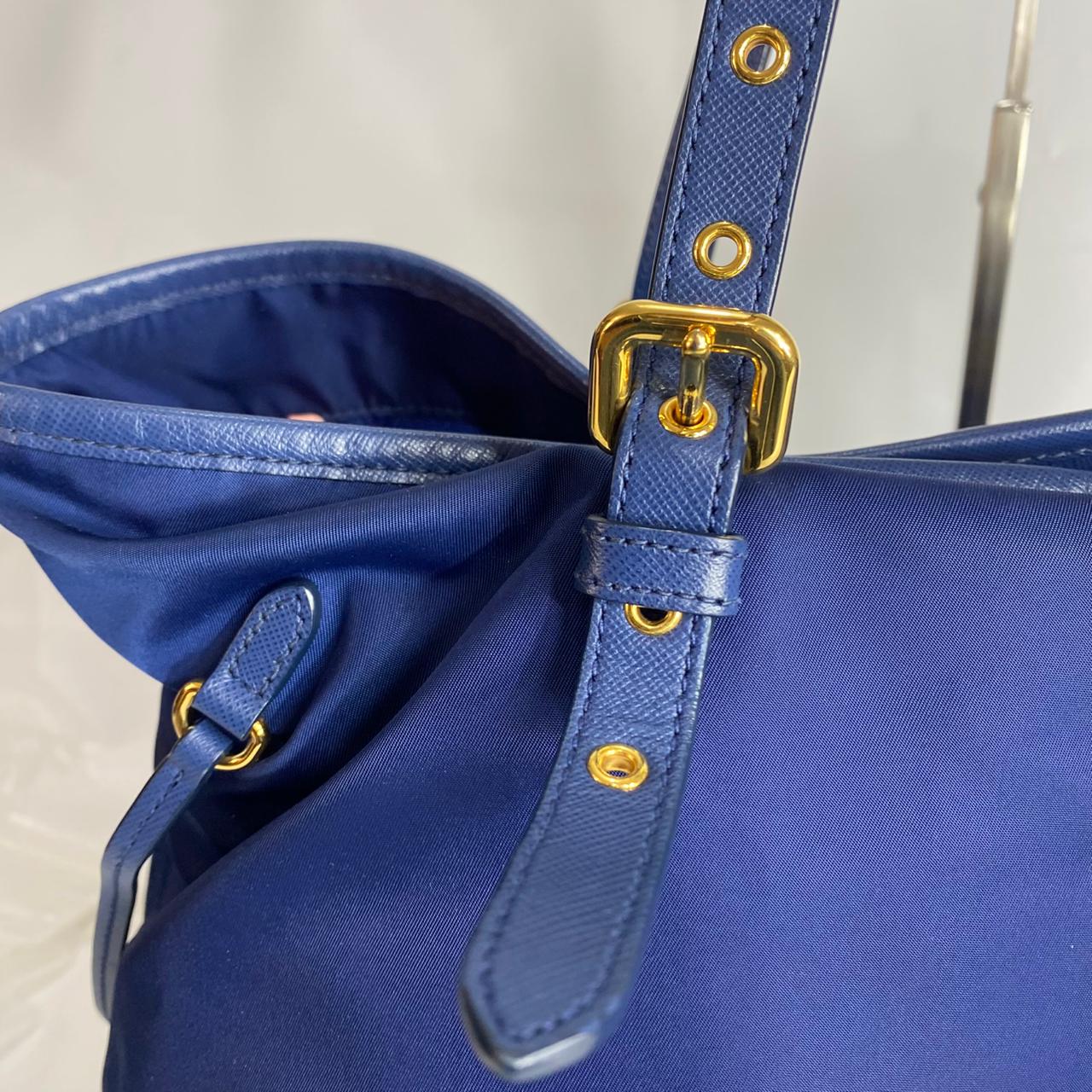 Prada Tessuto Saffiano Tote Nylon Royal Blue