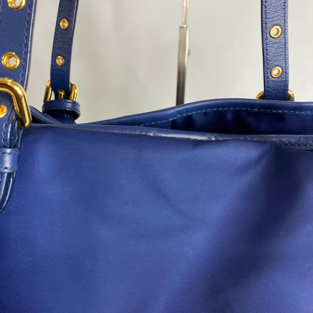Prada Tessuto Saffiano Tote Nylon Royal Blue