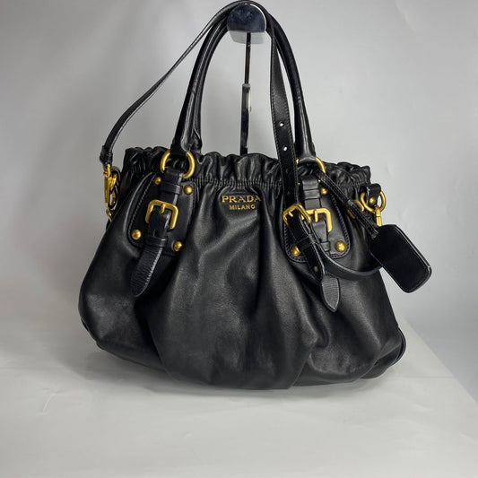 Prada Soft Calf Leather Tote Black