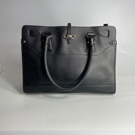 Ferragamo Briana Saffiano Leather Tote Black