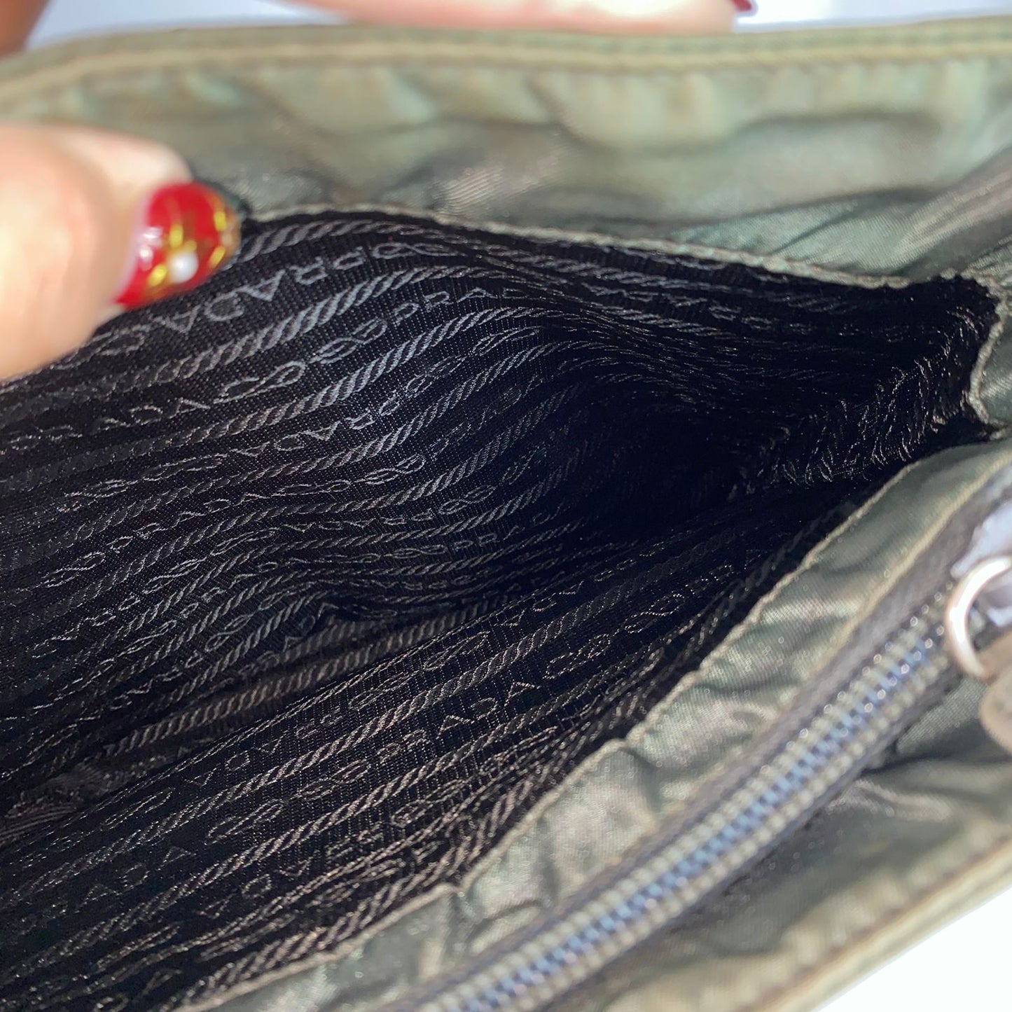 Prada Nylon Tote Bag Army Green