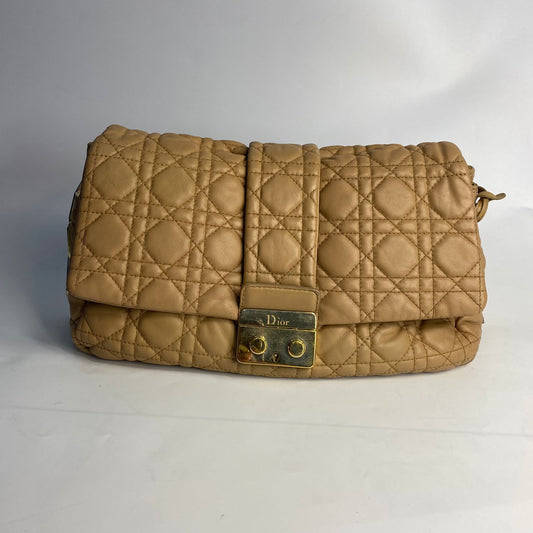Dior  Cannage Lock Flap Bag Beige