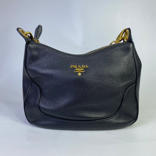 Prada Vitello Phenix Hobo Bag Black