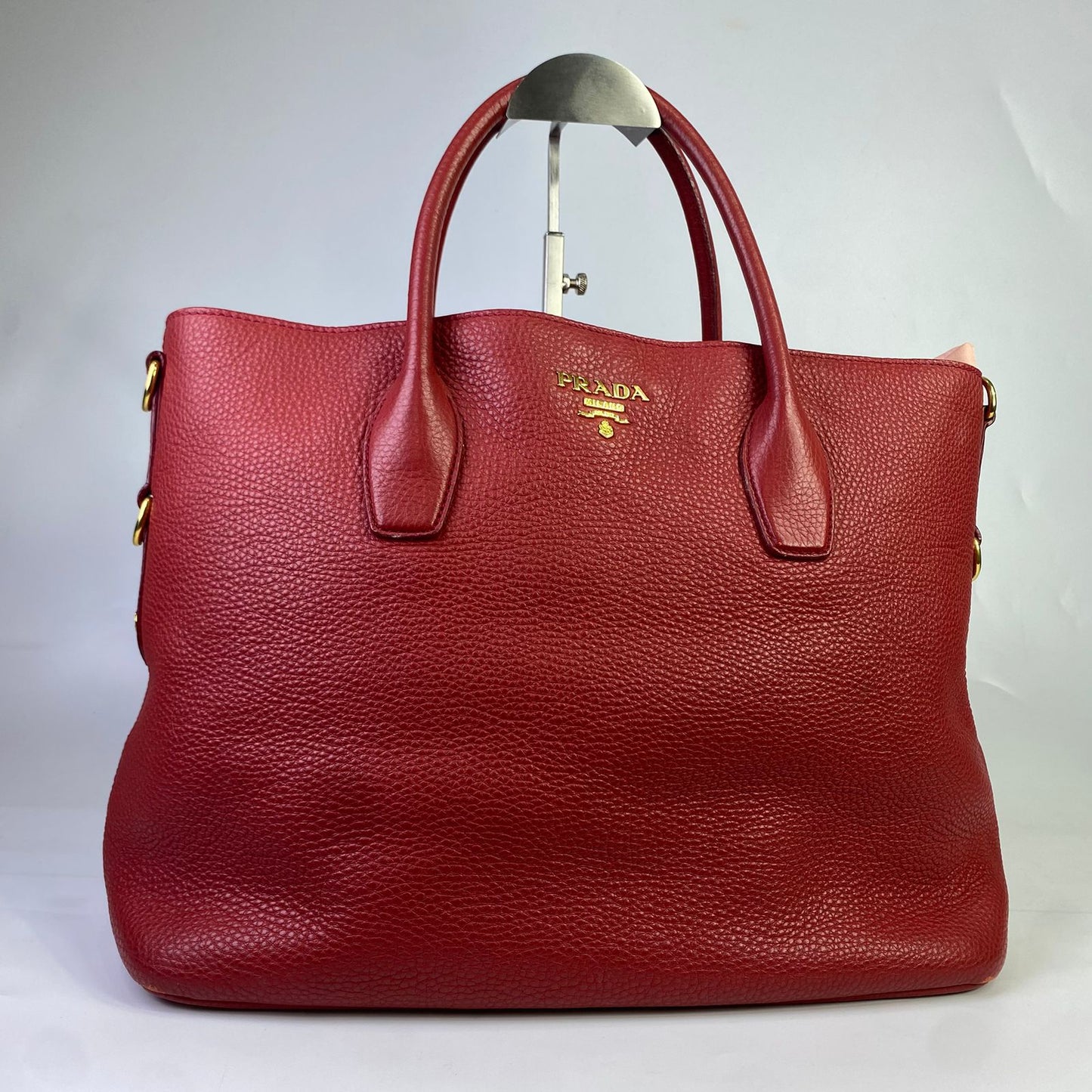 Prada Vitello Daino Tote Red