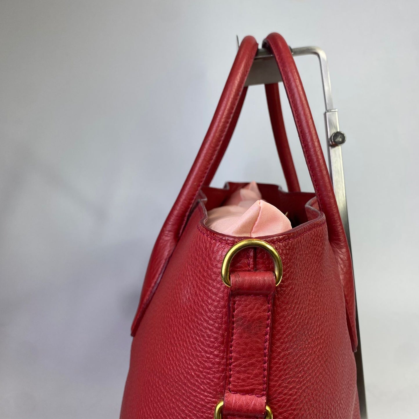 Prada Vitello Daino Tote Red