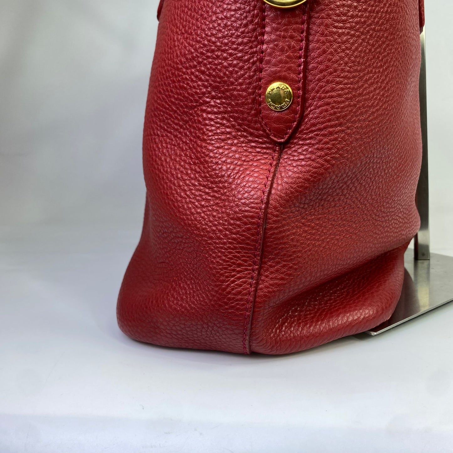 Prada Vitello Daino Tote Red