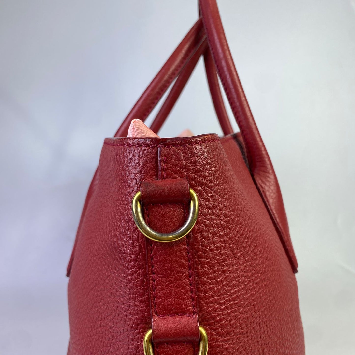 Prada Vitello Daino Tote Red