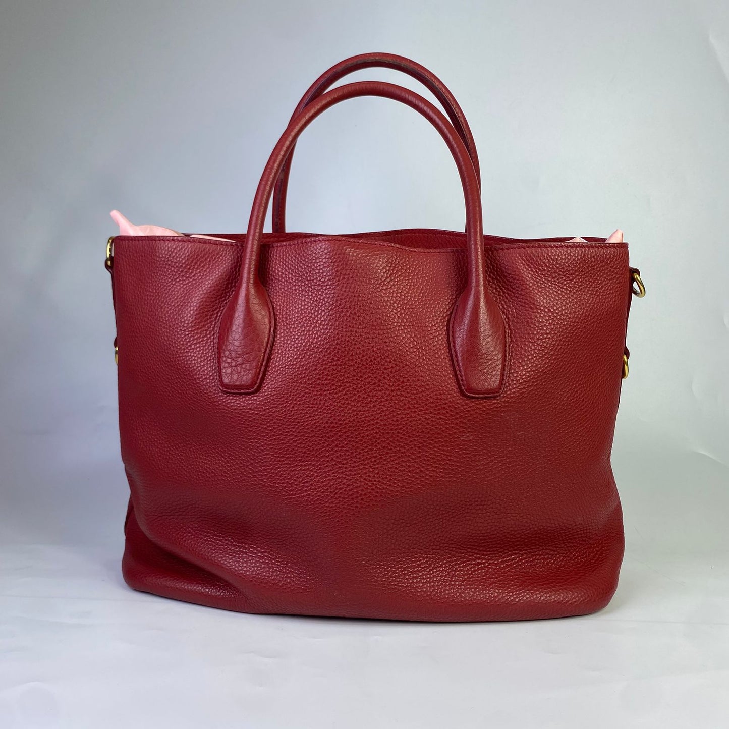 Prada Vitello Daino Tote Red
