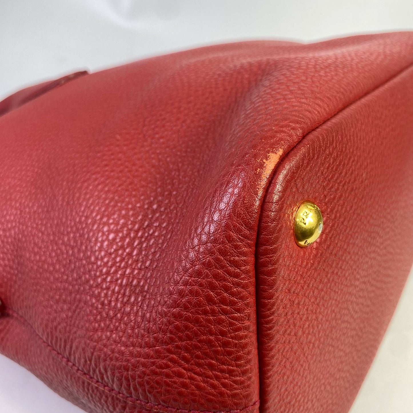 Prada Vitello Daino Tote Red