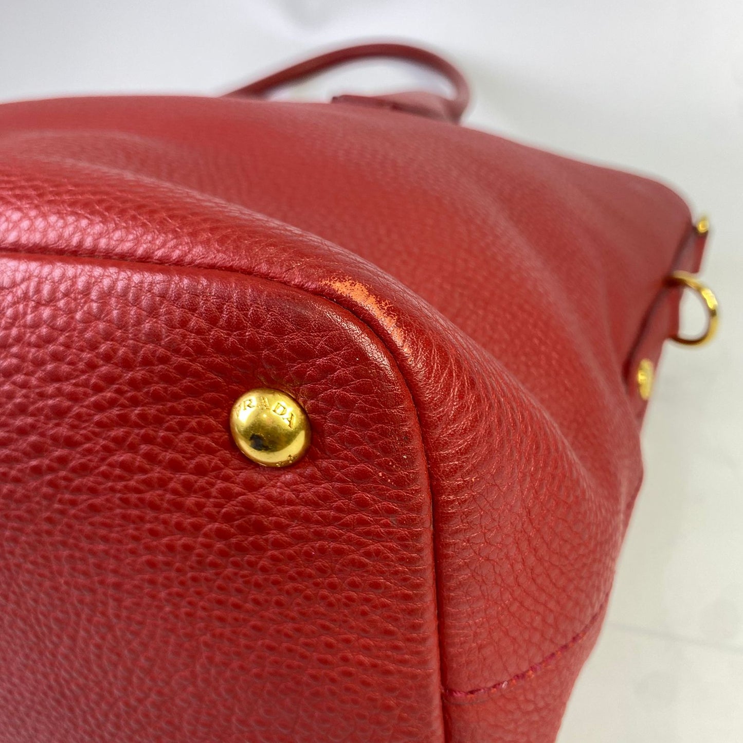 Prada Vitello Daino Tote Red