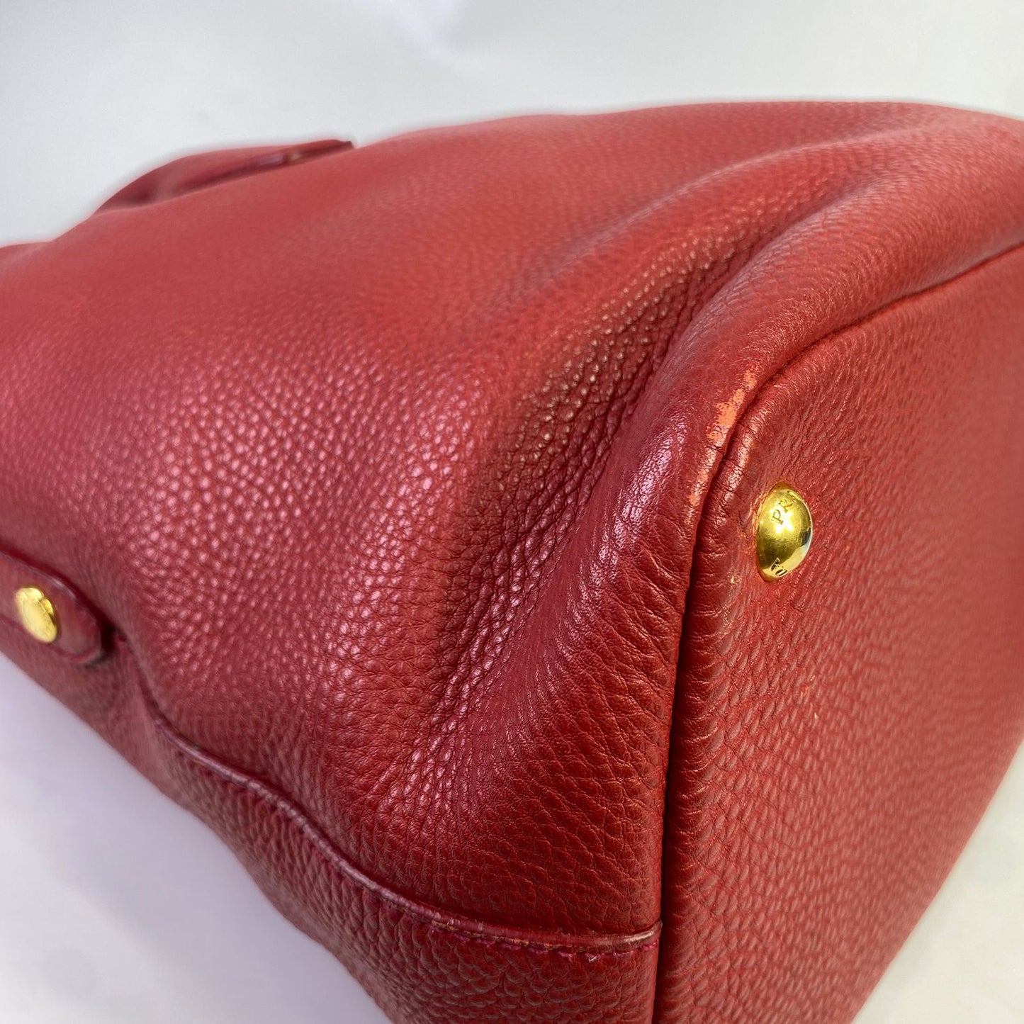 Prada Vitello Daino Tote Red