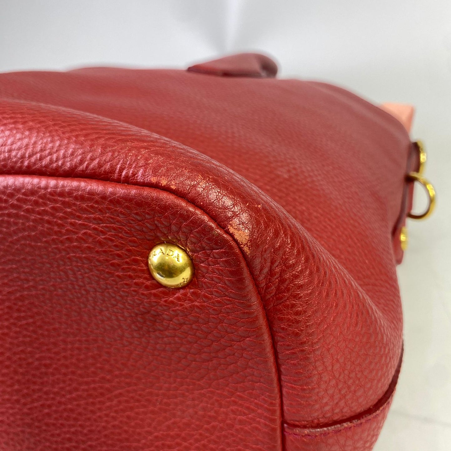 Prada Vitello Daino Tote Red