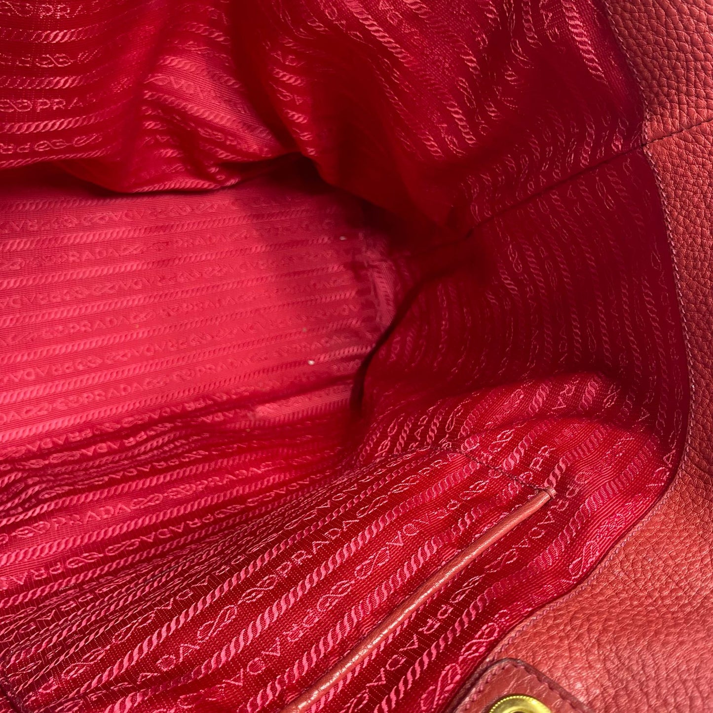 Prada Vitello Daino Tote Red