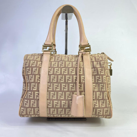 Fendi Zucchino Bauletto Boston Bag Rose Pink