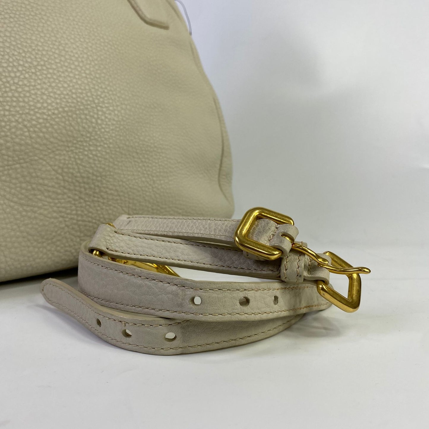Prada Vitello Daino White Large Tote