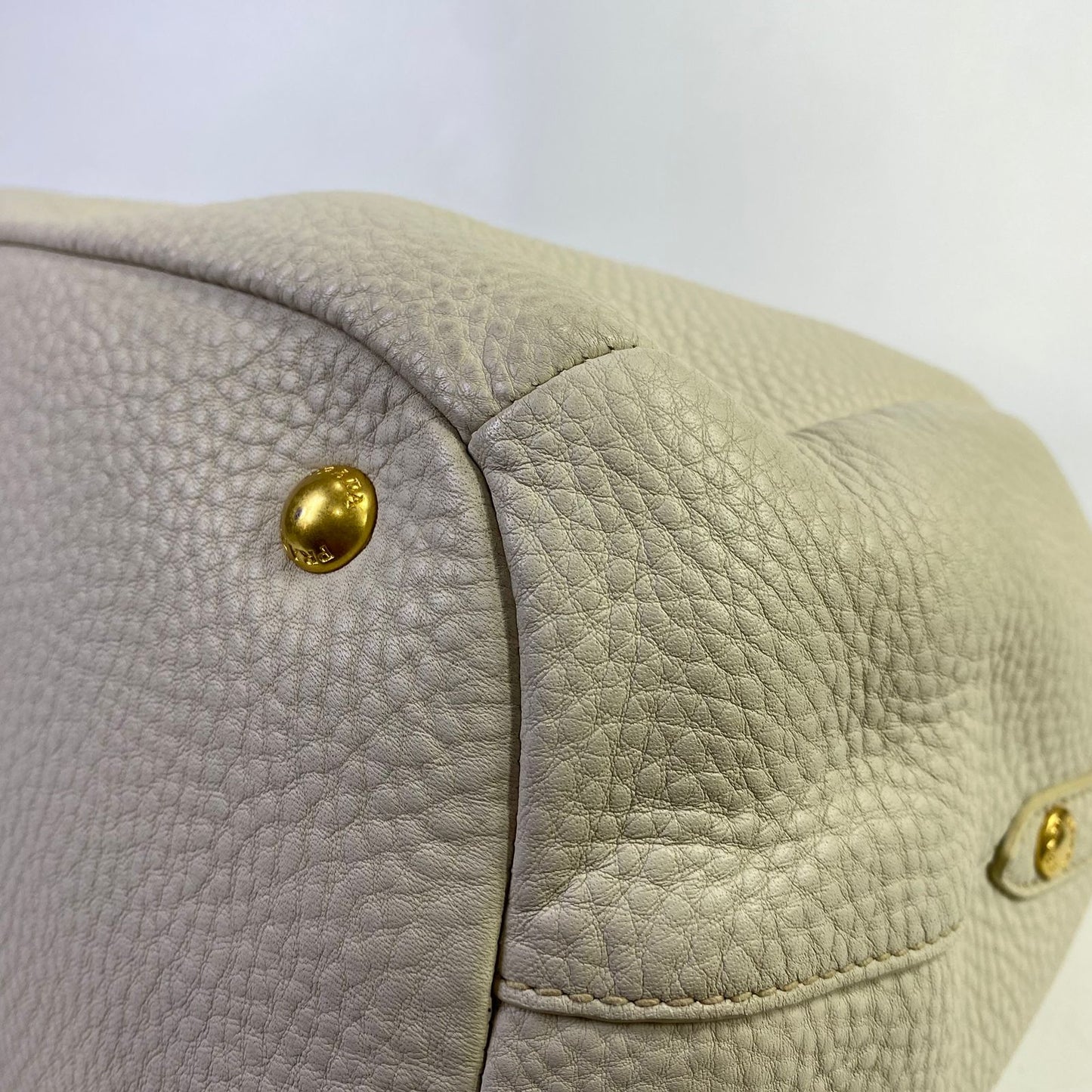 Prada Vitello Daino White Large Tote