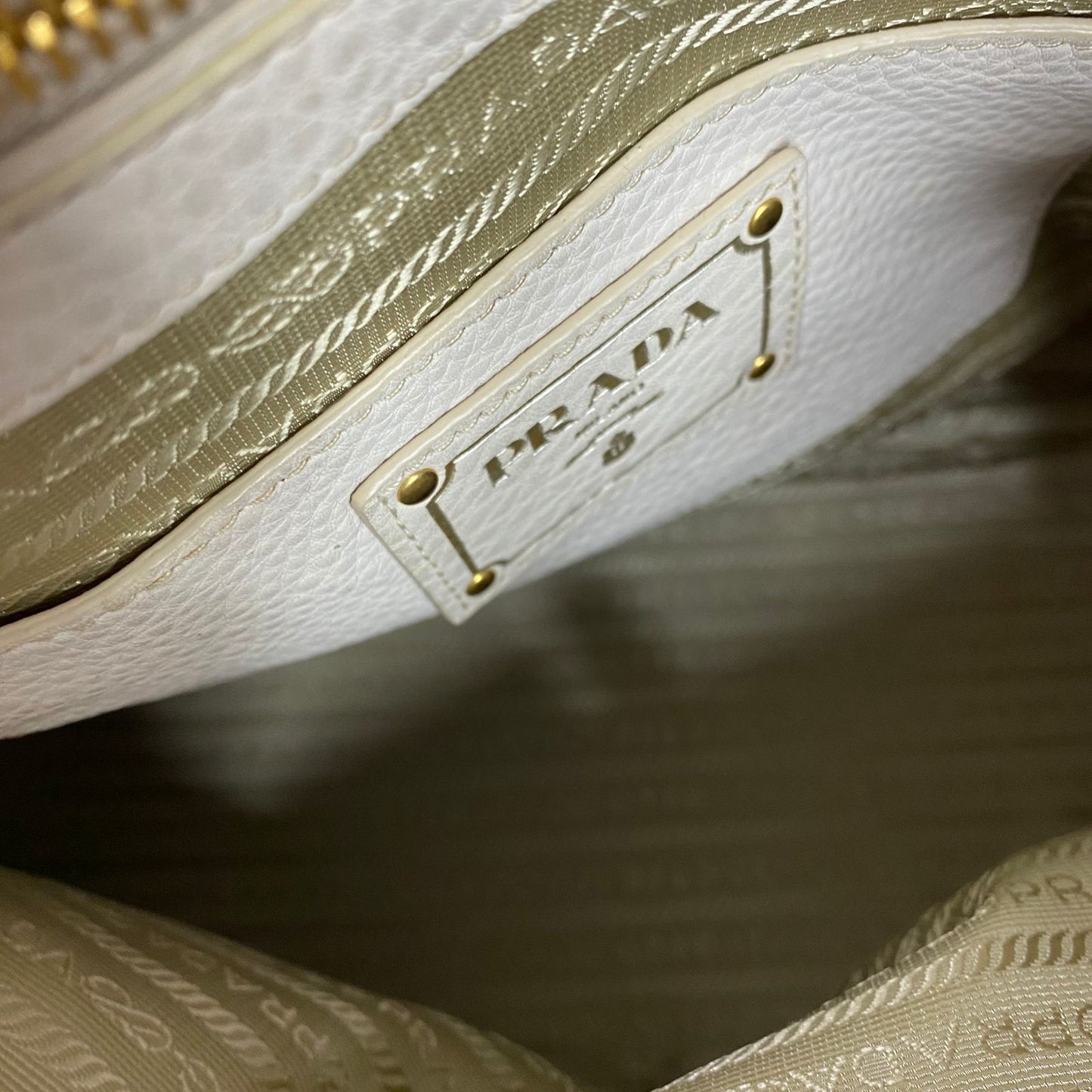 Prada Vitello Daino White Large Tote