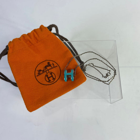 Hermes Mini Pop H Pendant Necklace Torquoise