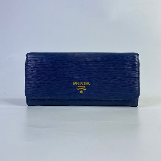 Prada Vitello Move Continental Wallet Bluette
