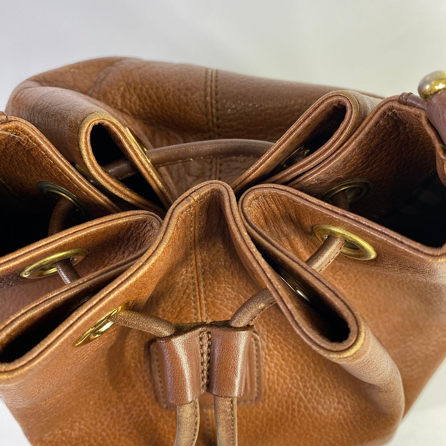 Burberry Drawstring Bucket Tan