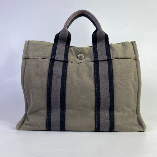 Hermes Fourre Tout Canvas Gray Black