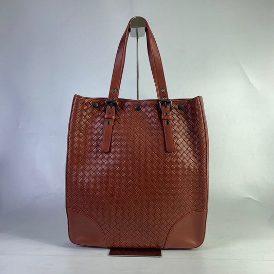 Bottega Intrecciato Tote Red