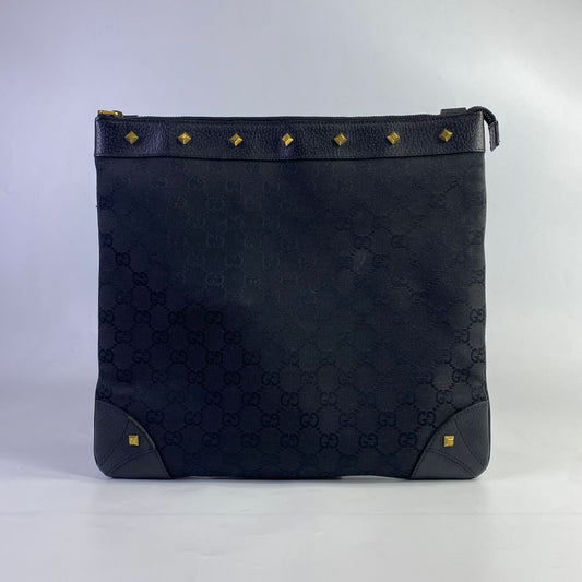 Gucci GG Canvas Nailhead Crossbody Bag Black