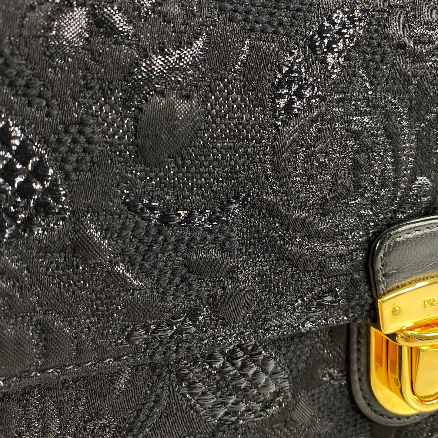Prada Pattina Tessuto Lurex Black Floral Brocade