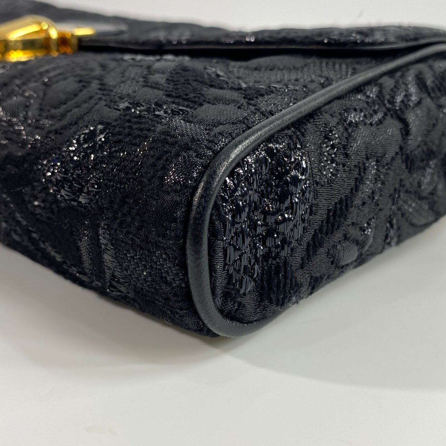 Prada Pattina Tessuto Lurex Black Floral Brocade