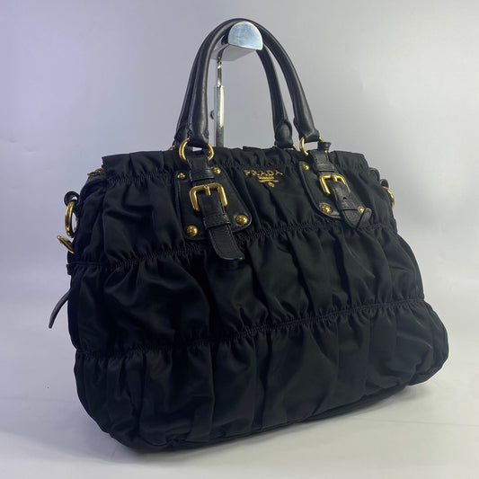 Prada Tessuto Nylon Gaufre Satchel Black
