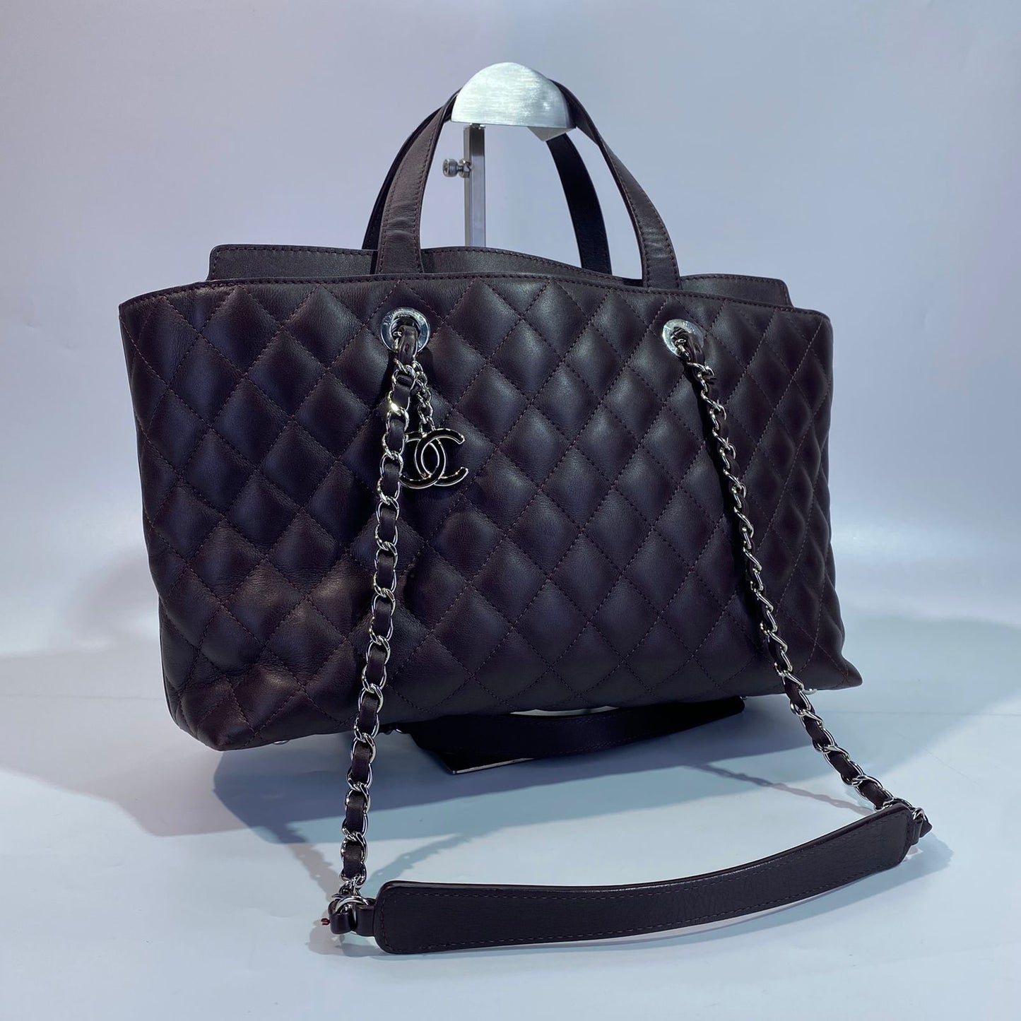 Chanel Easy Shopping Tote Calfskin Burgundy SHW
