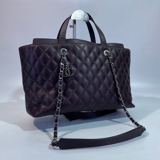 Chanel Easy Shopping Tote Calfskin Burgundy SHW