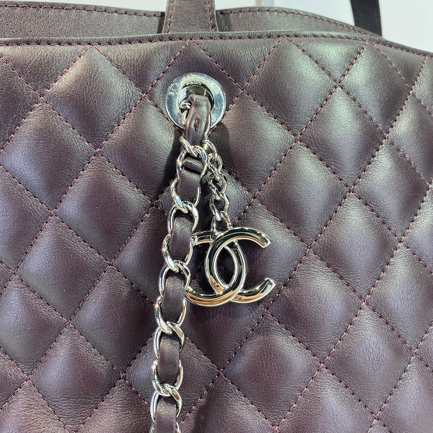 Chanel Easy Shopping Tote Calfskin Burgundy SHW