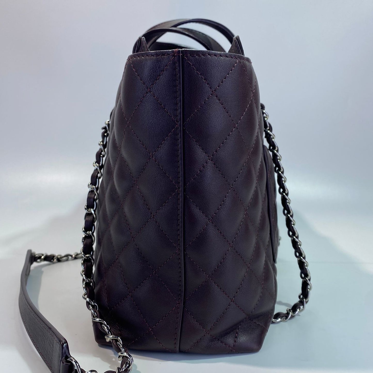 Chanel Easy Shopping Tote Calfskin Burgundy SHW