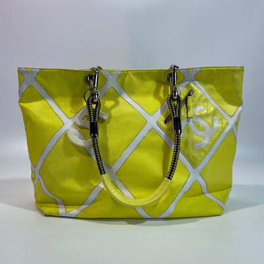 Chanel Shopping Tote Yellow Canvas